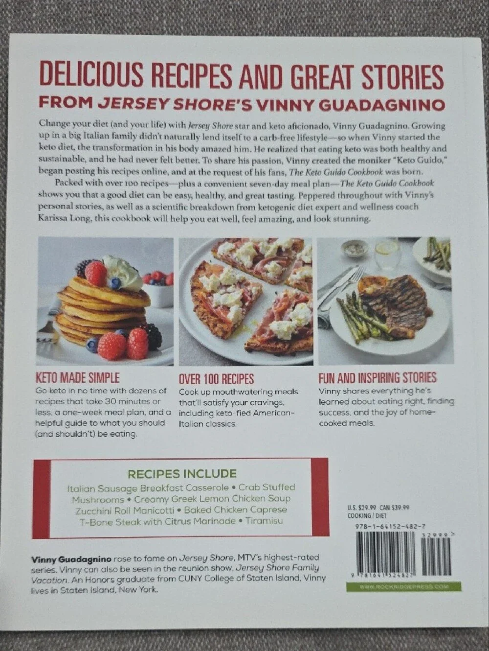 The Keto Guido Cookbook by Vinny Guadagnino From Jersey Shore